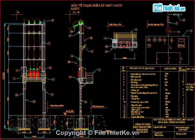 File cad,bản vẽ TBA,bản vẽ TBA 10KVA